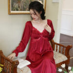 Long Ice Silk Nightgown And Thin Pajamas - Image 4