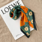 Women's Floral Print Silk Scarf Small Square - Image 2