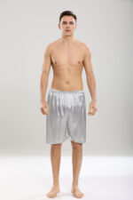 Men's Spring Summer Long Sleeve Silk Nightgown Two Piece Set - Image 2