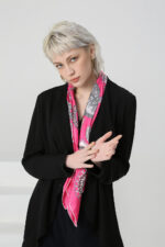 Screen Print Fuschia Silk Scarf - Image 3