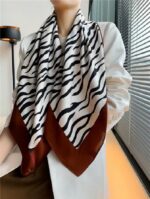 Women'S Zebra Print Silk Square Scarf Mulberry Silk Crepe Satin Satin Silk Scarf - Image 2