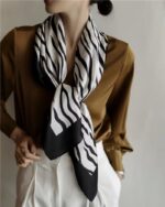 Women'S Zebra Print Silk Square Scarf Mulberry Silk Crepe Satin Satin Silk Scarf - Image 3