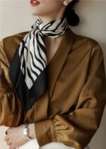 Women'S Zebra Print Silk Square Scarf Mulberry Silk Crepe Satin Satin Silk Scarf - Image 5