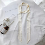 Silk Narrow Strip Silk Scarf Pure Color Wild Scarf - Image 2