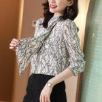 Heavy And Thick Silk Shirt Women'S Long-Sleeved Design Sense Spring Summer  Fashion New Silk Printed Western-Style Blouse - Image 5