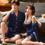 Couple Pajamas Women Thin Summer Ice Silk Nightgown Sexy Nightdress Spring And Autumn Men'S Short Sleeves - Image 2