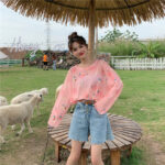 Ice Silk Sunscreen Oversized Long-Sleeved T-Shirt Korean Loose Mesh Blouse Top - Image 4