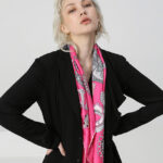 Screen Print Fuschia Silk Scarf