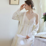 Women's Fashion Simple Lace Nightgown Pajamas Set - Image 8