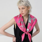 Screen Print Fuschia Silk Scarf - Image 5