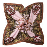 Ladies imitation silk scarf Malaysia head scarf leopard print chain print big square scarf - Image 10