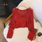 Knitted Long Sleeve Sun Protection Thin Cardigan Blouse Ice Silk Air Conditioning Top - Image 3
