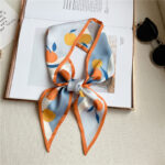Narrow And Long Fruit Print Silk Scarf - Image 7