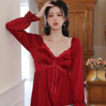 Long Ice Silk Nightgown And Thin Pajamas - Image 2