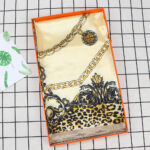 Ladies imitation silk scarf Malaysia head scarf leopard print chain print big square scarf - Image 8