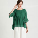 Summer New Style Temperament Short-Sleeved Plus Size Slimming Silk Blouse Women - Image 7