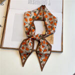 Narrow And Long Fruit Print Silk Scarf - Image 2