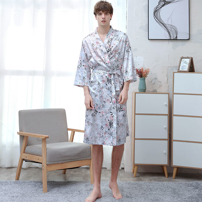 5457ae96-e184-48cb-be62-ac396d3d9921.jpg Ice Silk Couple Pajamas Sexy Pajamas Women Short-sleeved Thin Suit - Image 1