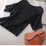 One Word Collar Half Sleeve Shirt Loose And Versatile  Silk Blouse - Image 5