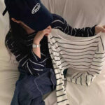 Off-neck Striped Ice Silk Sweater Loose Thin Type Sunscreen Blouse - Image 4