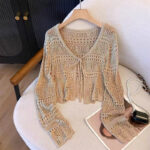 Knitted Long Sleeve Sun Protection Thin Cardigan Blouse Ice Silk Air Conditioning Top - Image 4