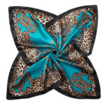 Ladies imitation silk scarf Malaysia head scarf leopard print chain print big square scarf - Image 5