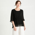 Summer New Style Temperament Short-Sleeved Plus Size Slimming Silk Blouse Women - Image 2