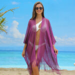 Gold And Silver Silk Split Vacation Beach Blouse Bikini - Image 10