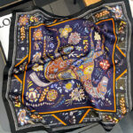 Women's Vintage Print Fashion Silk Square Scarf - Image 6