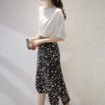 One Word Collar Half Sleeve Shirt Loose And Versatile  Silk Blouse - Image 4