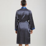 Men's Spring Summer Long Sleeve Silk Nightgown Two Piece Set - Image 5