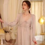 Women's Fashion Simple Lace Nightgown Pajamas Set - Image 4