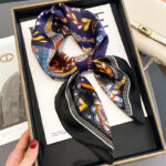 Women's Vintage Print Fashion Silk Square Scarf - Image 2