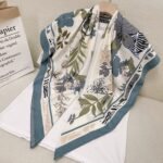 110cm Twill Floral Print Silk Scarf - Image 4