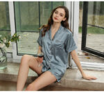 Silk Pajamas Women's Short-sleeved Shorts Two-piece Set Silk Pajamas - Image 3