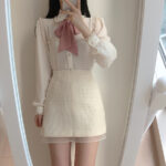 Women's Early Autumn Dress With Bow Tie Blouse - Image 4