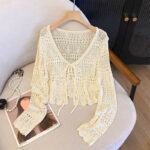 Knitted Long Sleeve Sun Protection Thin Cardigan Blouse Ice Silk Air Conditioning Top - Image 2