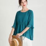 Summer New Style Temperament Short-Sleeved Plus Size Slimming Silk Blouse Women - Image 4