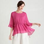 Summer New Style Temperament Short-Sleeved Plus Size Slimming Silk Blouse Women - Image 6