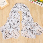 Women's Fashion Casual Note Print Chiffon Silk Scarf