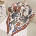 110cm Twill Floral Print Silk Scarf - Image 6
