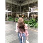 Printed Bay Sleeve Waist-tight Silk Craft Chiffon Blouses For Women - Image 5