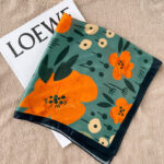 Women's Floral Print Silk Scarf Small Square - Image 3