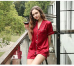 Silk Pajamas Women's Short-sleeved Shorts Two-piece Set Silk Pajamas - Image 7