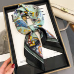 Women's Vintage Print Fashion Silk Square Scarf - Image 3