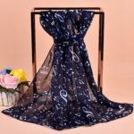 Women's Fashion Casual Note Print Chiffon Silk Scarf - Image 4