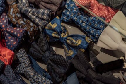 A collection of vibrant and patterned bowties showcasing fashion and style.